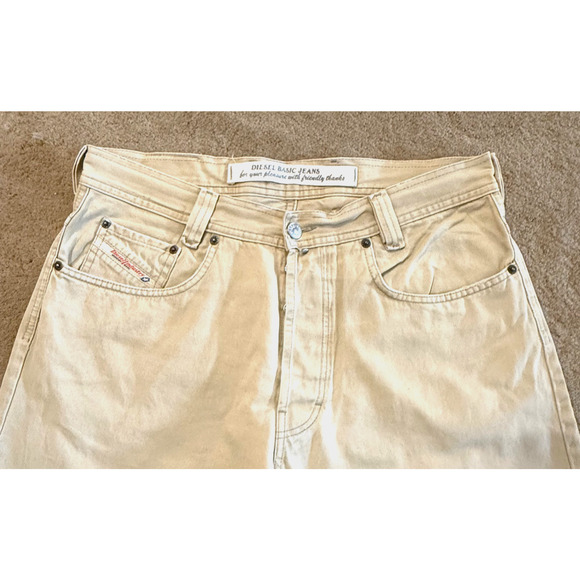 Diesel Saddle Jeans Mens Western Cowboy Beige Button Fly Pants Logo 33x28.5 - Picture 10 of 14